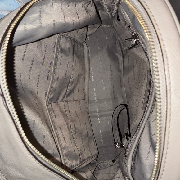 Michael Kors Large Gray Rhea Backpack in Pebbled Leather